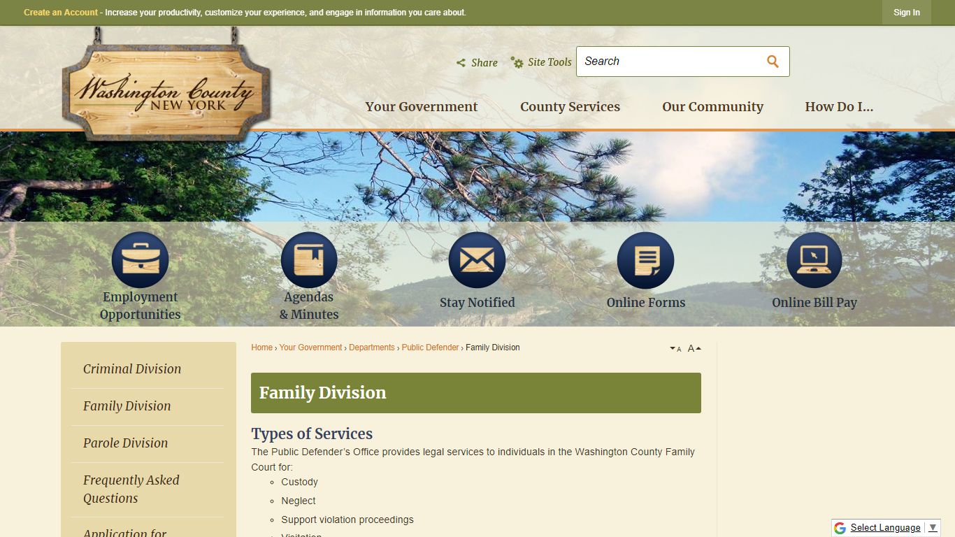 Family Division | Washington County, NY - Official Website